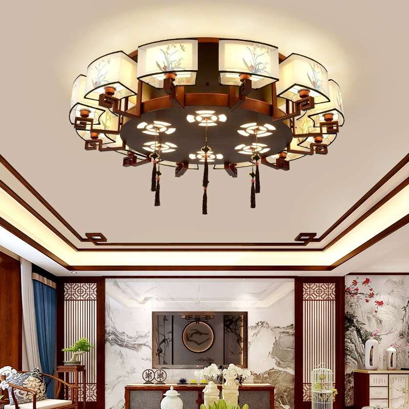 新中式吸顶灯客厅灯中国风大气卧室茶厅餐厅圆形灯具大厅灯饰仿古