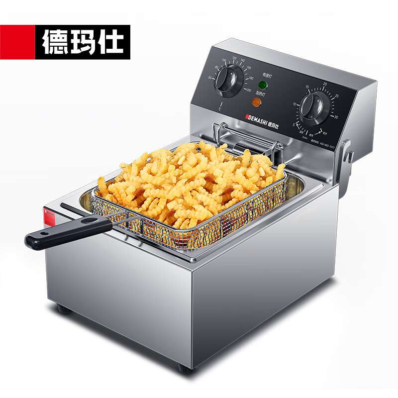 德玛仕 商用油炸锅炸鸡排薯条加厚不锈钢单缸双缸电炸炉 DZL101D