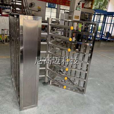 梳妆式半高单项转匝火车站机械旋转导流门加厚不锈钢三排栏杆转闸