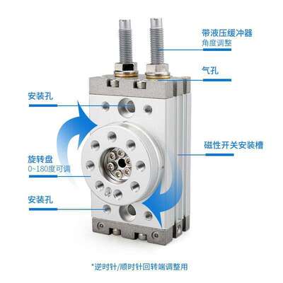 90度180度气动HRQ摆动旋转气缸MSQB-3A7A10A20A30A50A70A100A200A