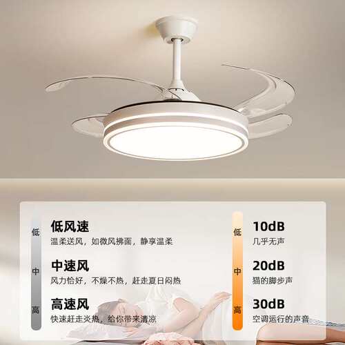 2026新款现代简约吊扇灯客厅带电风扇吊灯餐厅卧室42寸隐形风扇灯
