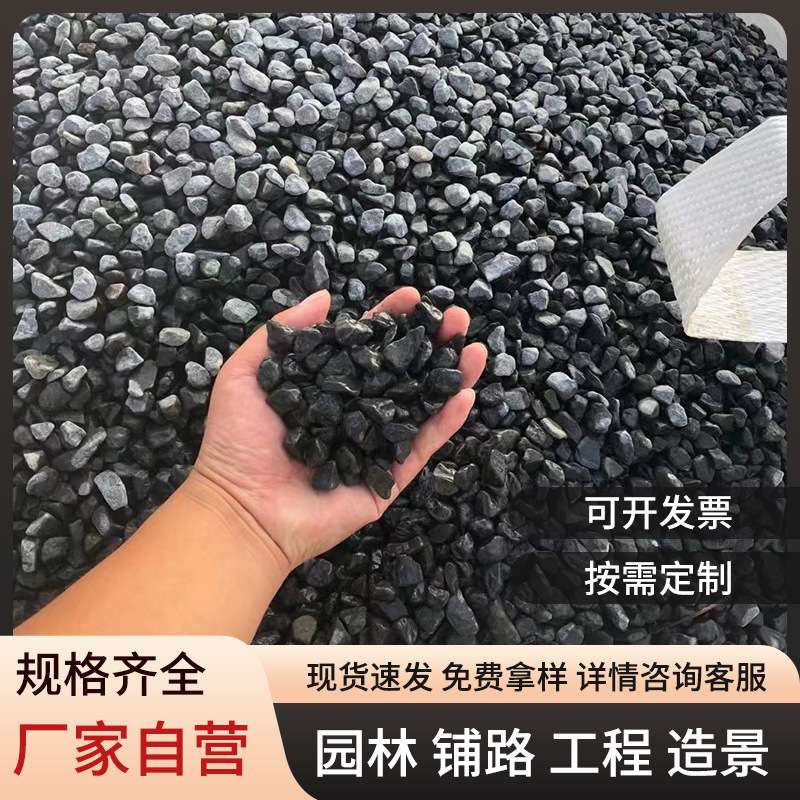 黑色砾石水洗石厂家工程铺路碎石庭院造景瓜子片石子园林营地石头