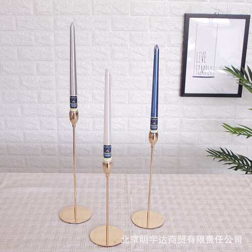 美式金色烛台家居装饰蜡烛杯晚餐复古婚庆金属摆件套铁艺现代简约