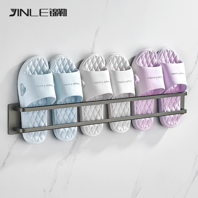 枪灰色浴室拖鞋架卫m生间鞋子架厕所收纳架门后沥水架壁挂式免打