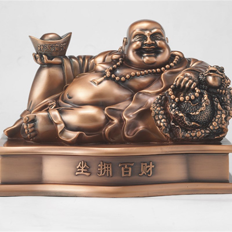 金属工艺礼品锌合金压铸纯铜铅锡合金浇J铸座拥百财笑罗汉家居摆