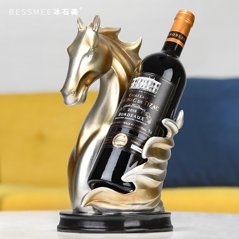 欧式创意马头红酒架摆件现代简约客厅酒柜餐厅Q个性装饰品家居摆