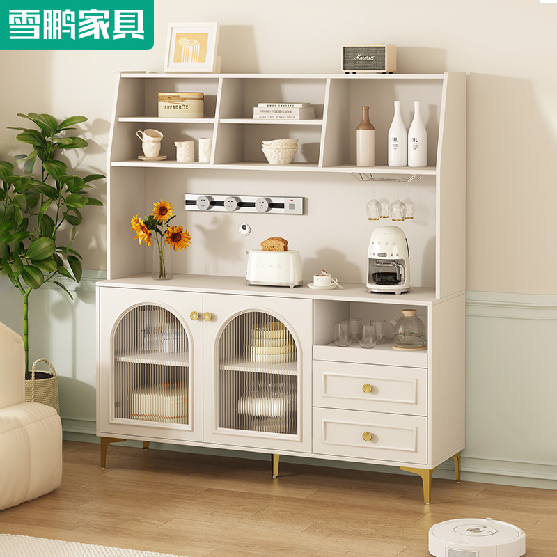 轻法式餐边柜厨h房一体靠墙储物柜微波炉柜客厅酒柜茶水柜6G251