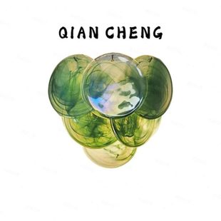 法式穆拉诺客厅装饰五彩玻璃圆片别墅走廊高档卧室餐厅中古壁灯