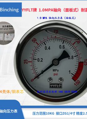 N-1耐震压力表 向MpaZ式-不锈钢油压表 060防震0轴. 滨清 Y