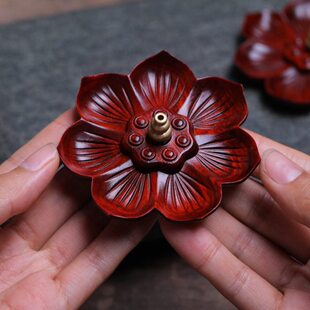 送礼禅意线香插云纹摆件香香插香座荷花木质紫檀莲花香插家用祥焚