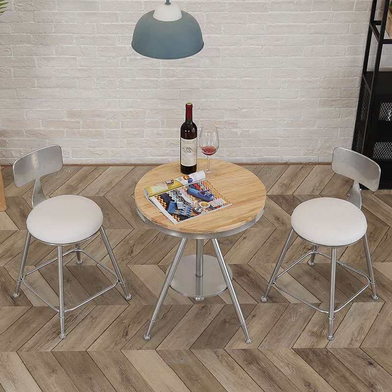 北欧实木小型餐桌椅组合简约铁艺靠背椅奶茶店咖啡厅休闲阳台桌子