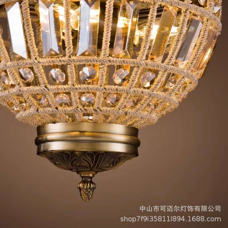 高端外贸酒店美式乡村灯具照明串珠金色天花板 LED 豪华现代水晶