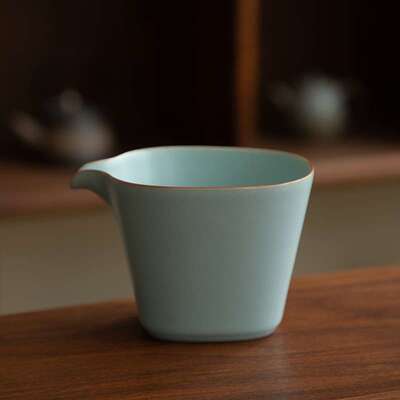 德化陶瓷公道杯240ml木舟茶海精工汝窑天青色可养开片大容量功夫