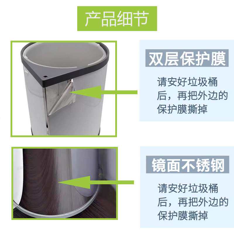 厨房不锈钢201垃圾桶转角带盖联动旋转垃圾桶隐藏嵌入式圆桶工厂