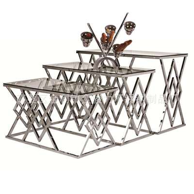 酒店自助餐布菲台展示台不锈钢钢化玻璃冷餐茶歇台西餐厅展示架