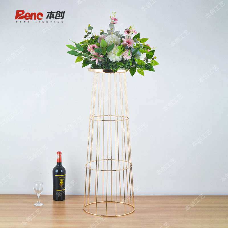 北欧风落地路引花架 T台婚庆金属电镀桌花器酒店餐厅家居花瓶摆件