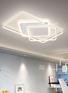 广东中山灯具客厅灯北欧简约现代2023年新款白色长方形led吸顶灯