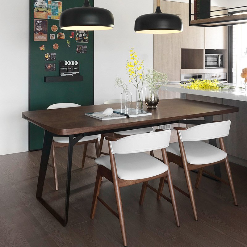loft会客桌家用桌椅原木餐桌椅家用 简K约现代实木餐桌椅组合铁艺