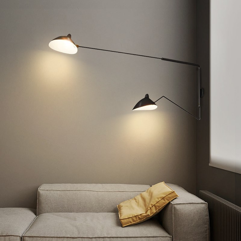 工业风复古壁灯客厅背景墙t张牙舞爪长杆摇臂书房阅读卧室床头壁