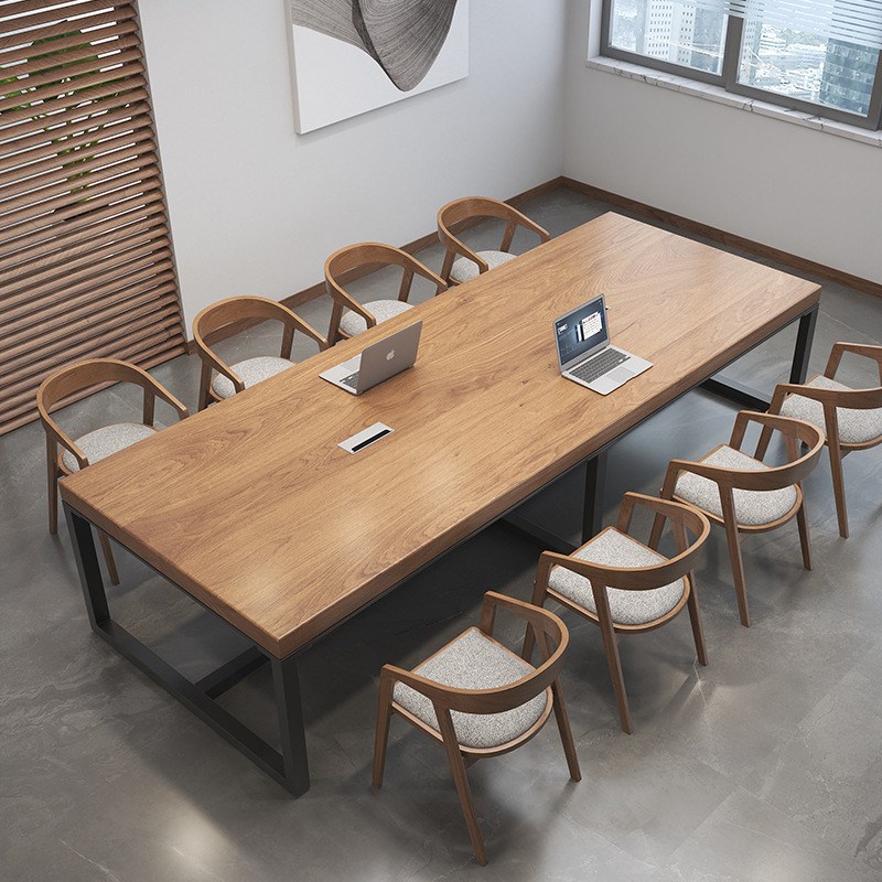 大型会议桌简约培训长桌实木工作台F公司商用办公桌职员洽谈桌椅