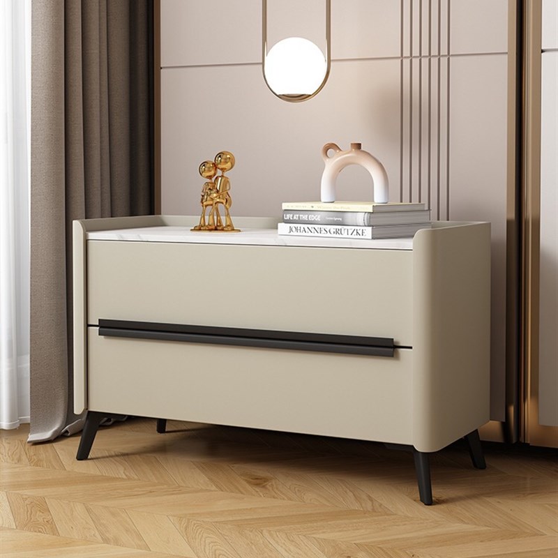 新款大尺寸智能床头柜现代简约奶油风轻J奢高端家用卧室实木收纳