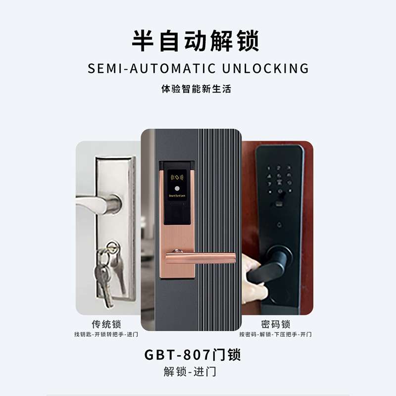 新款公寓出租房IC刷卡锁锌合金酒店宾馆密码锁自建房智能门锁