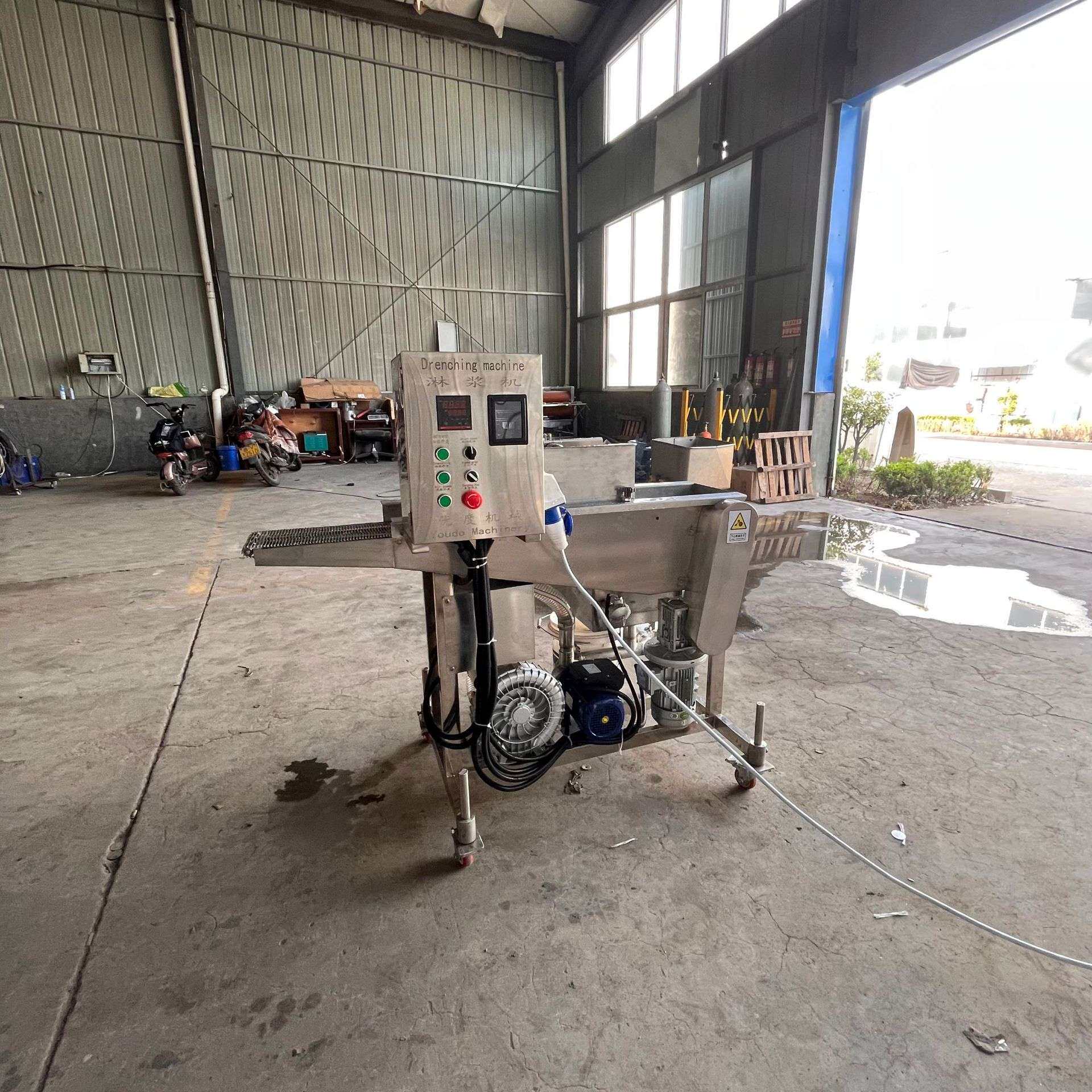溜肉段鱼排全自动上浆机 全自动鸡排鱼排肉排浓浆淋浆浸浆机厂家
