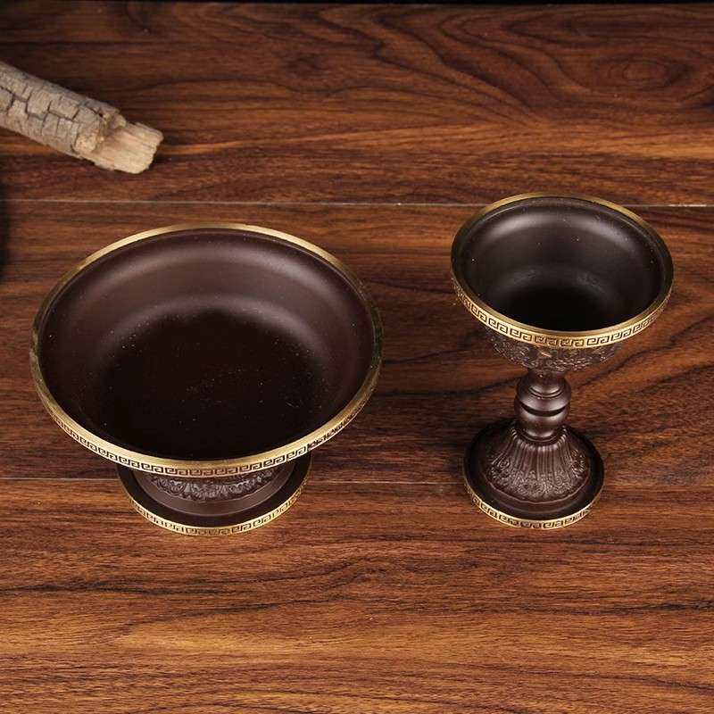 纯铜八吉祥护法杯藏传用品八瑞物供佛杯密宗藏式修行法器供杯