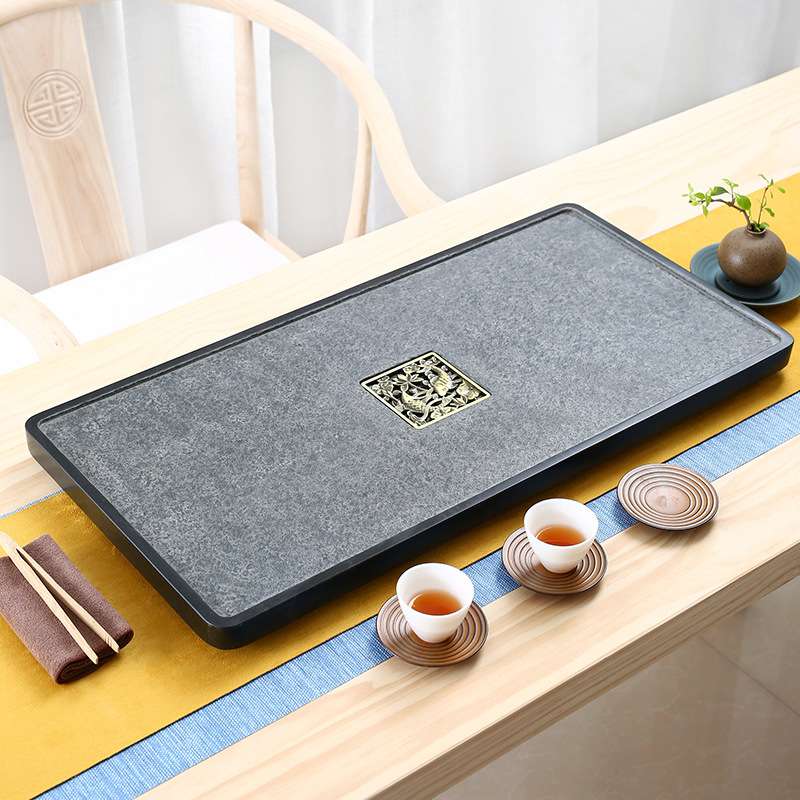 厂家供应加工直发 乌金石茶盘 鱼悦茶盘 整块黑金乌金石 石头茶盘