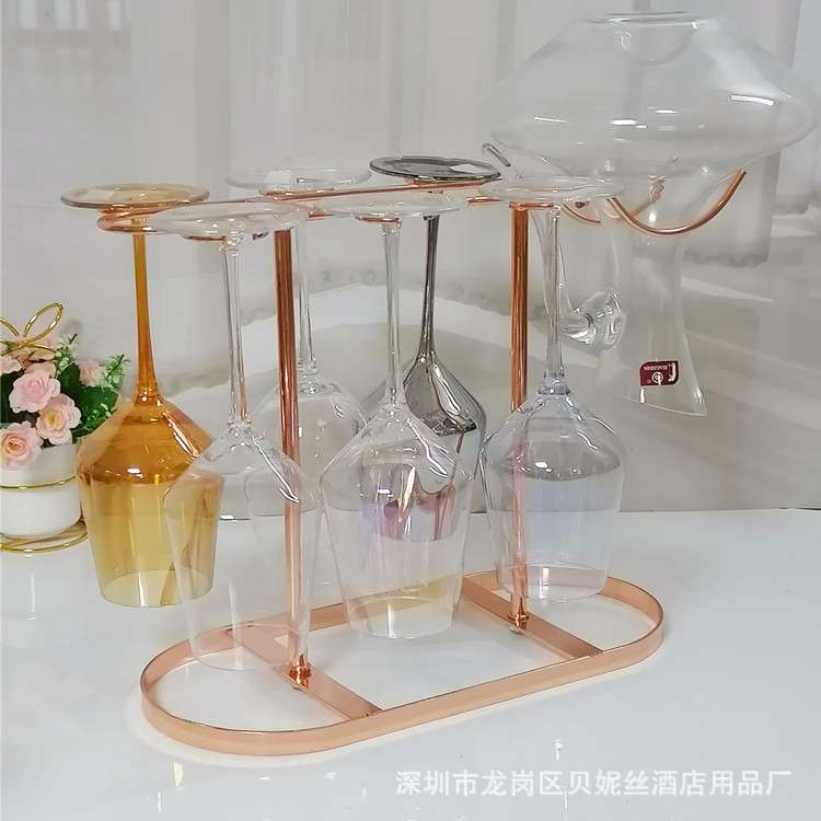 创意红酒杯架倒挂家用高脚杯挂架轻奢醒酒器一体酒架摆件悬挂架子