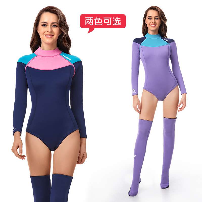 分体新款女士专业女潜水袜连体加厚保暖全套装备防晒冲浪服潜水服