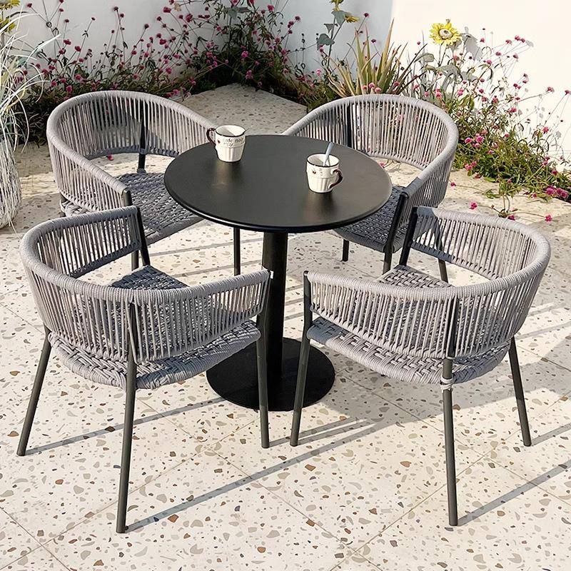 户外桌椅露天奶茶店咖啡室外摆休闲防水防晒庭院花园阳台藤编组合