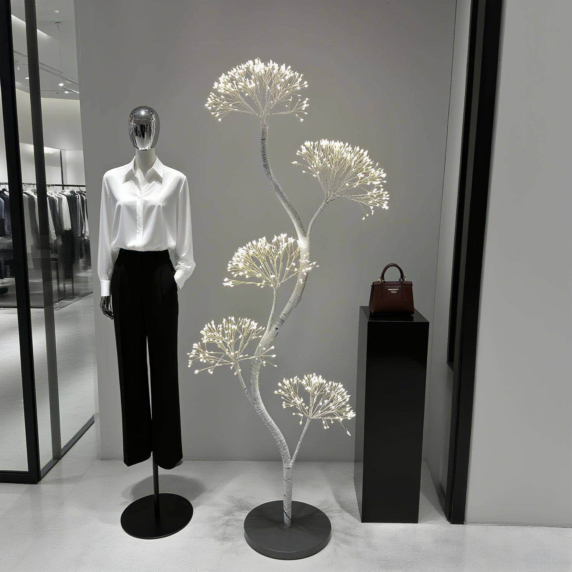 厂家直销新款艺树盆栽LED灯蒲公英新中式别墅酒店养生馆家居墙上