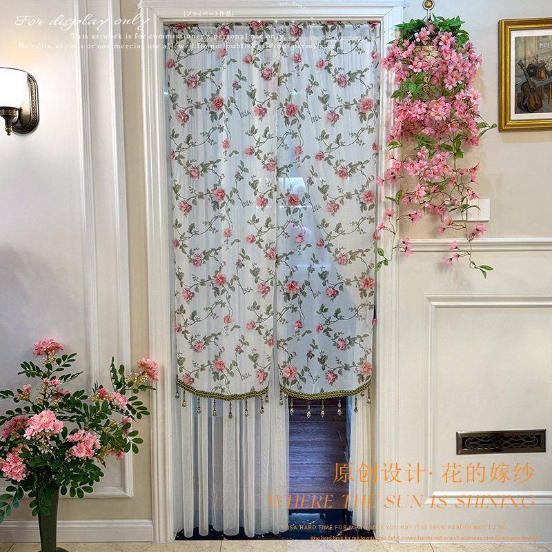 【花的嫁纱】法式定手工订花门帘豪长款门帘防蚊隔断纱帘子