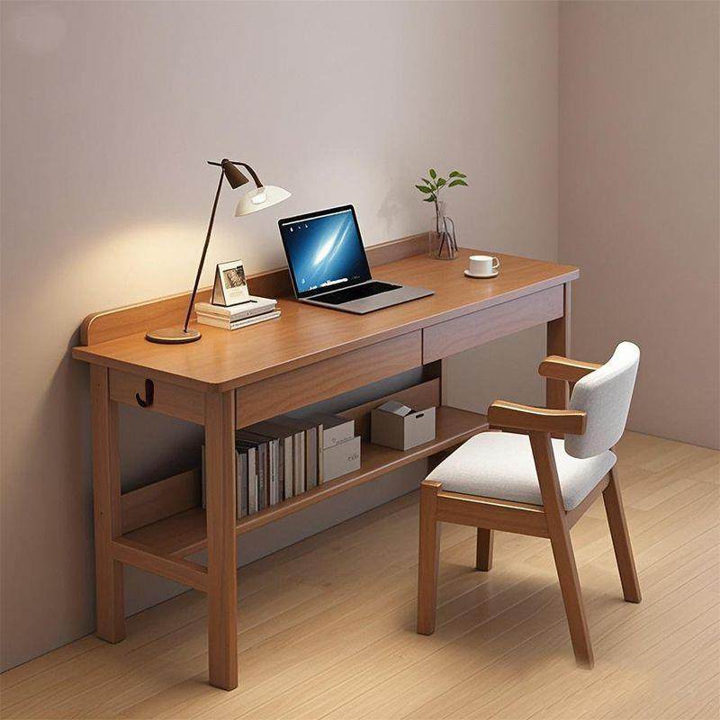 简约小户型长条书桌学生家用学习桌子全实木书桌学生学习桌电脑桌