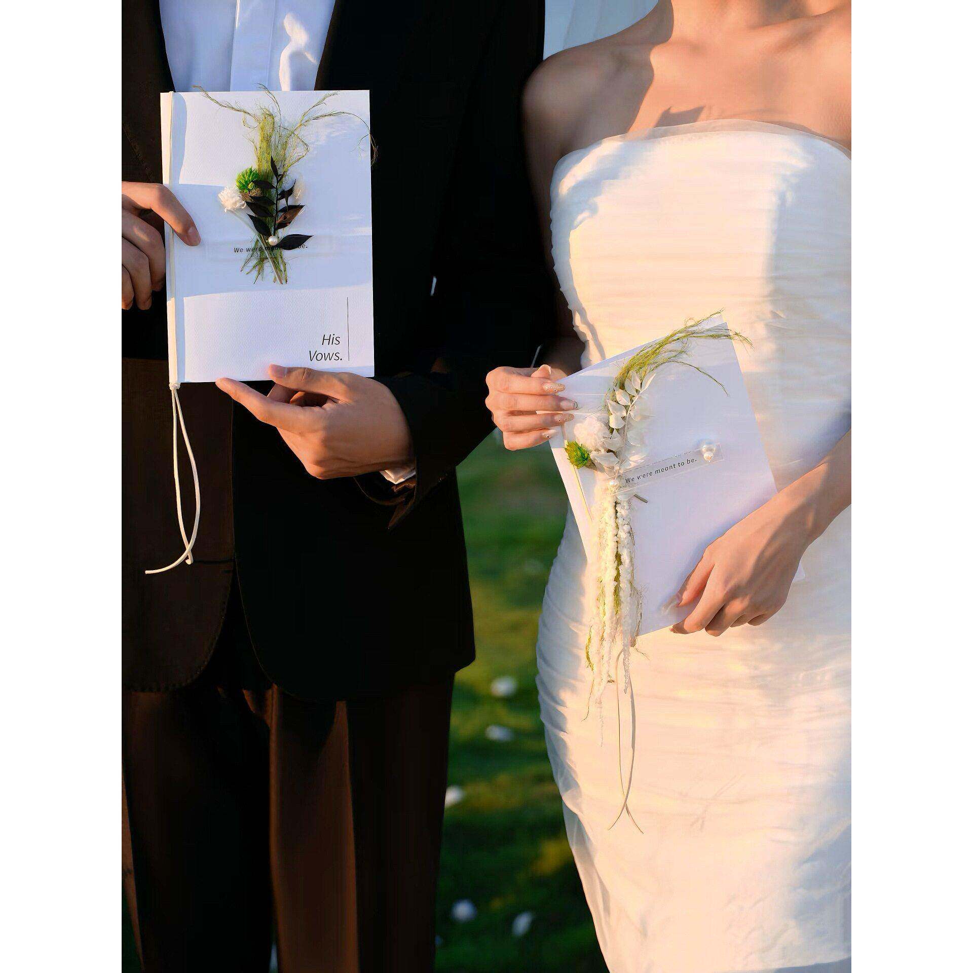 婚礼誓言誓词卡结婚订婚主持词致辞宣言告白简约成品手卡一对