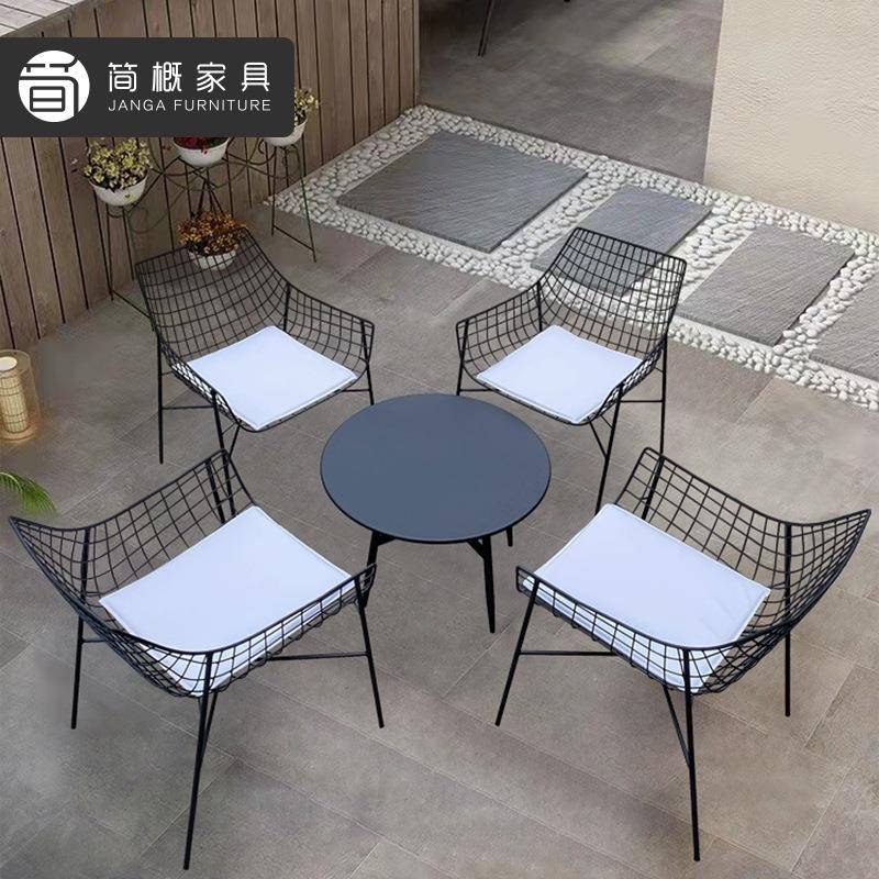 户外庭院桌椅组合休闲露天防雨防晒咖啡店外摆桌椅民宿阳台三件套
