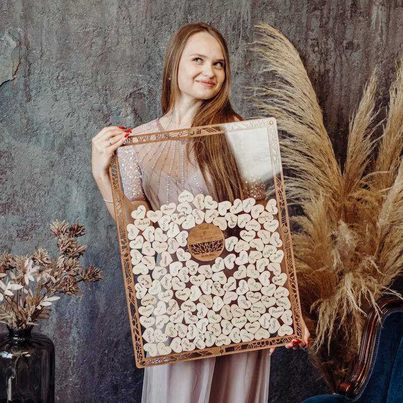 婚礼婚庆场地装饰布置木制摆饰爱心签到台新款木质工艺品摆件