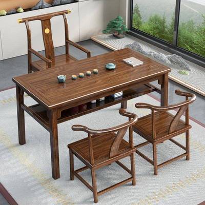 实木茶桌椅组合中式小户型阳台茶台简约家用功夫办公泡茶几桌一体