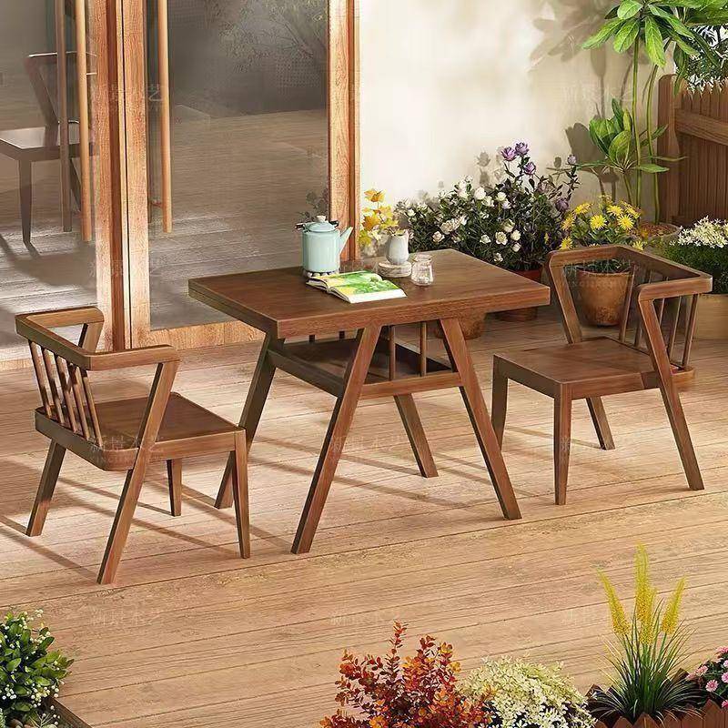 阳台茶桌小型实木新款家用一桌二椅组合创意休闲茶台小桌椅三件套