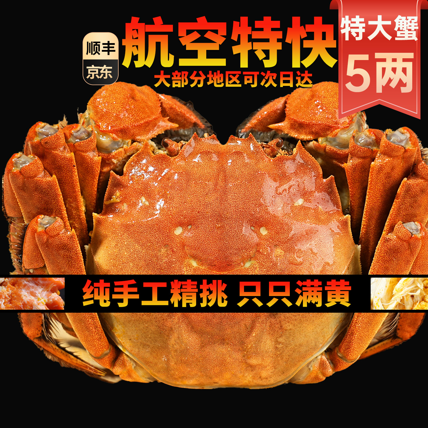 【精挑活蟹满黄】精品大闸蟹5两