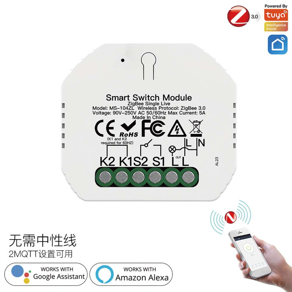 tuya智能家居zigbee开关通断器单火接线app远程控制定时开关模组