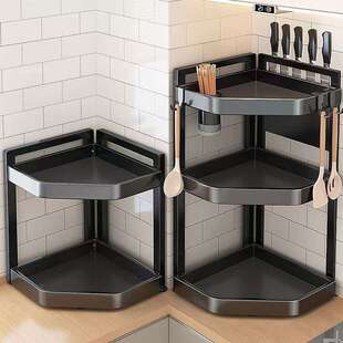 厨房转角置物架台面角落三角架家用墙角调味品收纳架多层调料架子