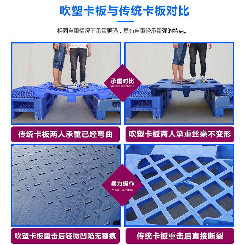 吹塑托盘九脚塑料叉车卡板仓库物流出货栈板承重冷库适用四面进叉