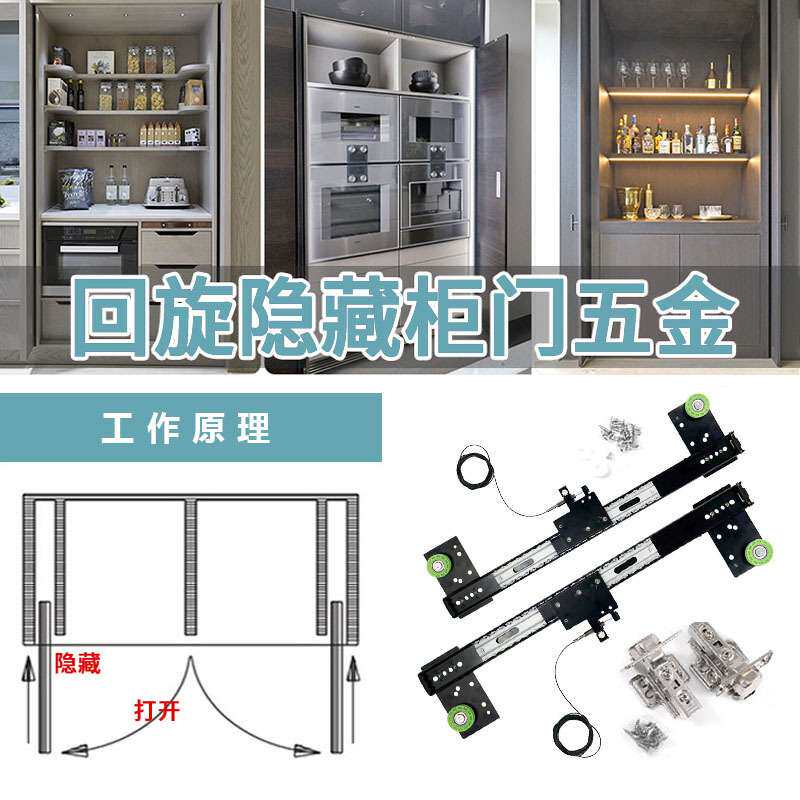 口袋门五金侧插门回旋门蝴蝶门插入门折叠柜门轨道旋转伸缩回旋门