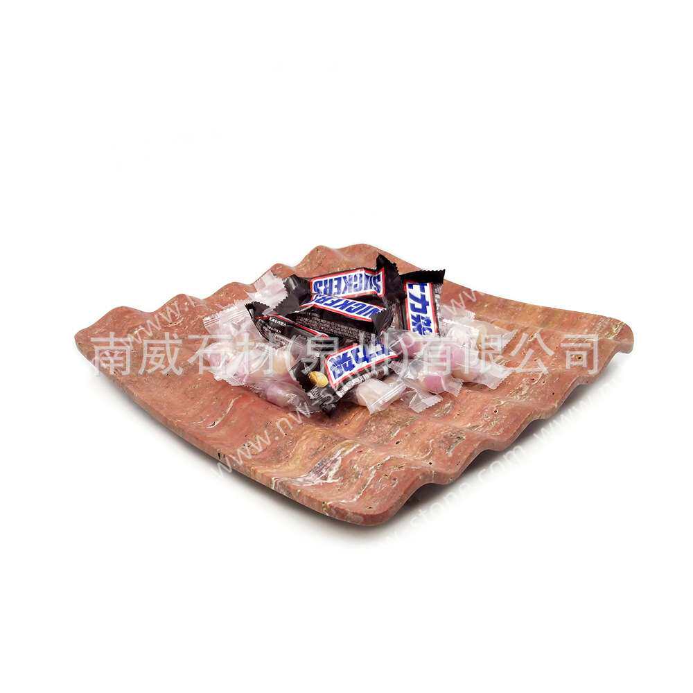 北欧风创意天然大理石盘子洞石果盘首饰展示托盘石制工艺品摆件