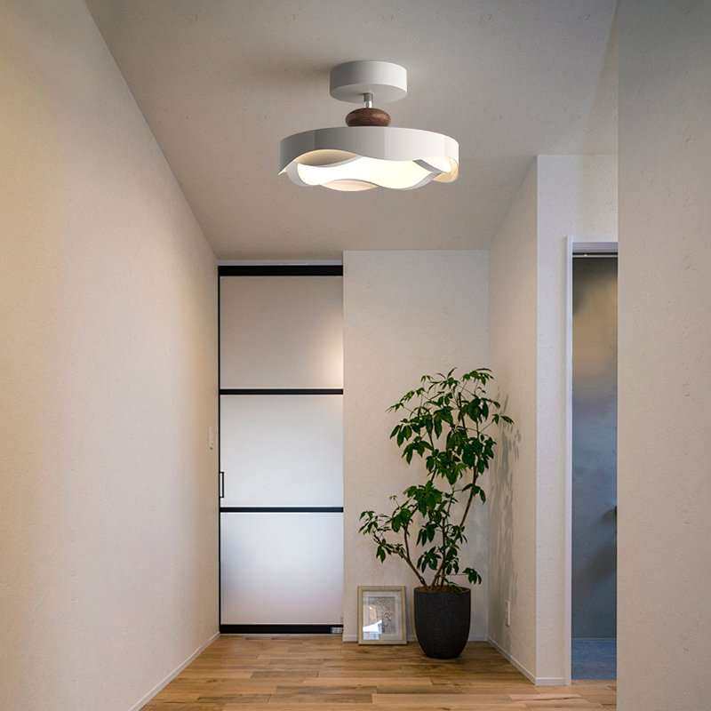 简约美式卧室吸顶灯复古胡桃木色过道灯书房床头吸顶灯