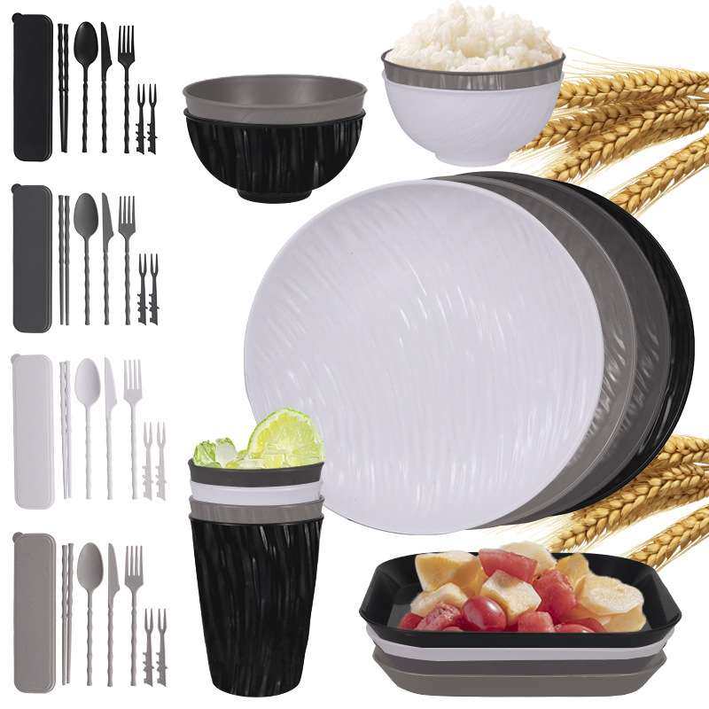 跨境亚马逊岩石纹盘碗杯碟餐具仿陶瓷小麦秸秆碗碟盘户外便携套装,玩具/童车/益智/积木/模型,四驱车零配件/工具,淘宝优惠券,粉丝福利购,淘宝优惠卷