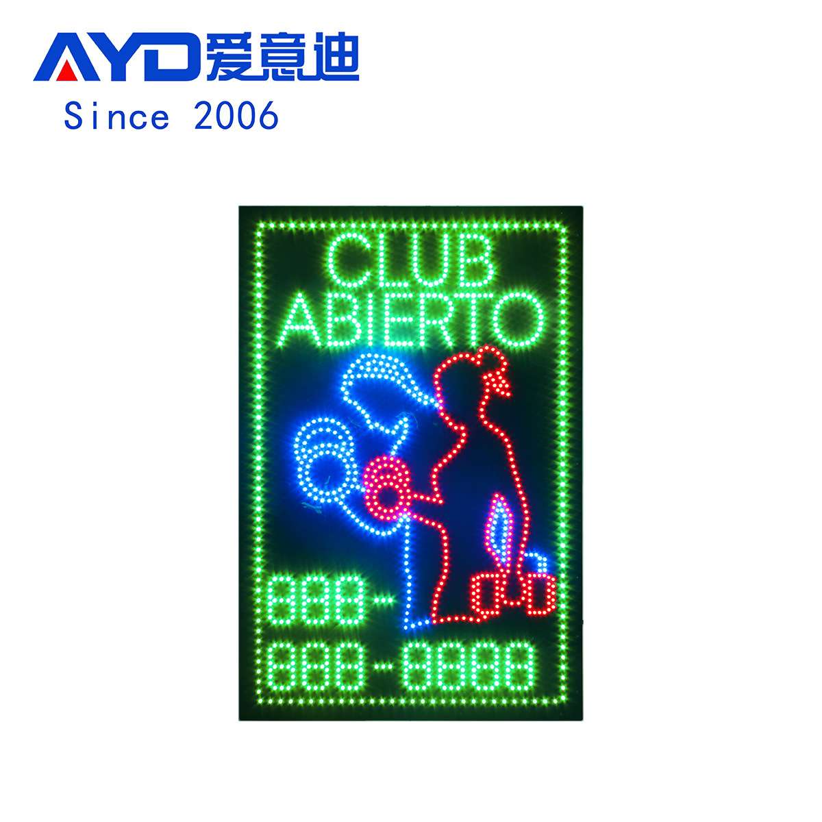 跨境直销LED CLUB ABIERTO SIGN运动俱乐部发光字 电话号码可修改