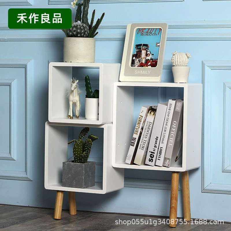 实木多层置物架现代简约客厅收纳展示书柜北欧格子架子阳台木制